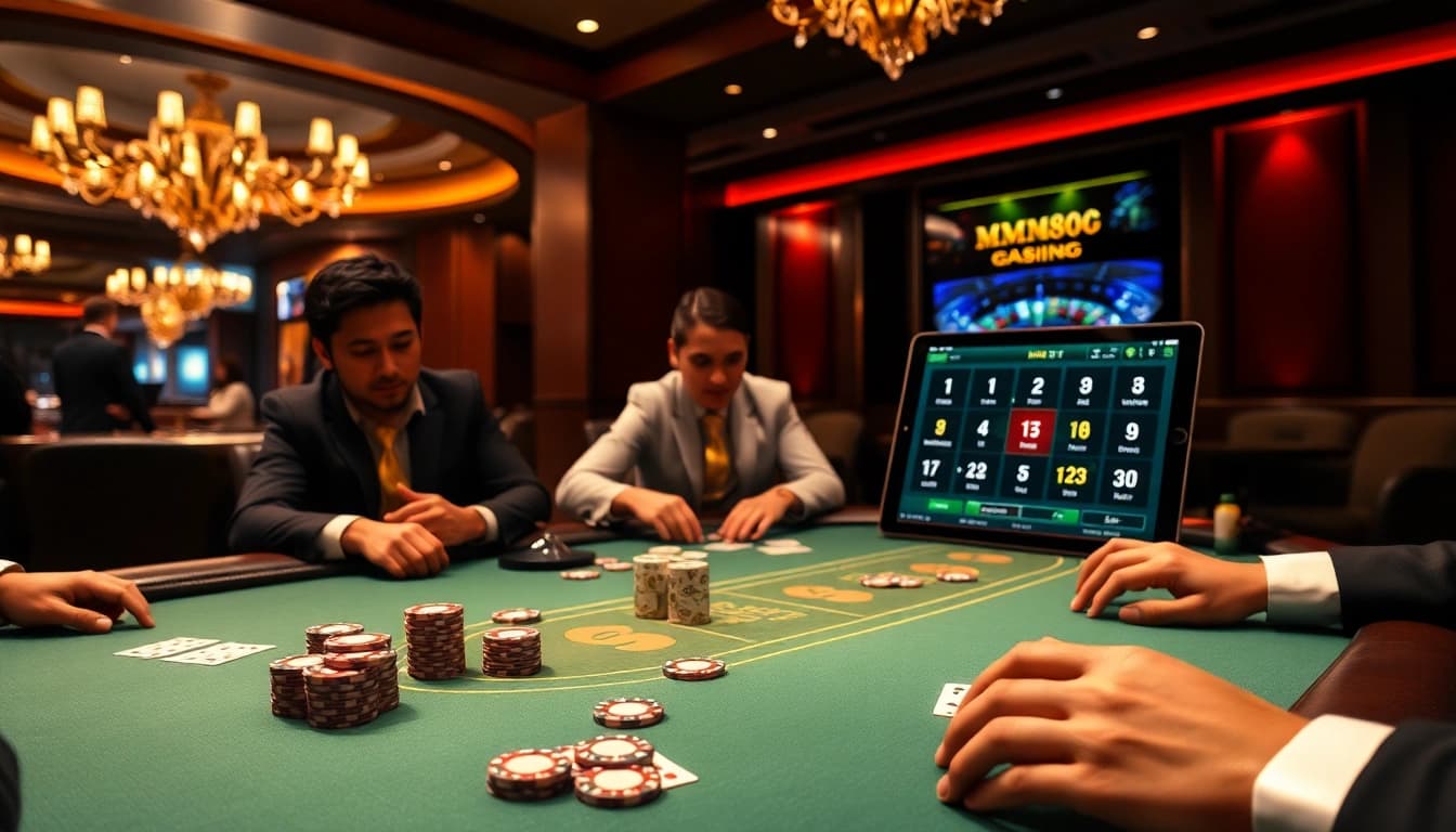 Engage with the link mm88 as players immerse in a luxurious casino atmosphere with poker and roulette.