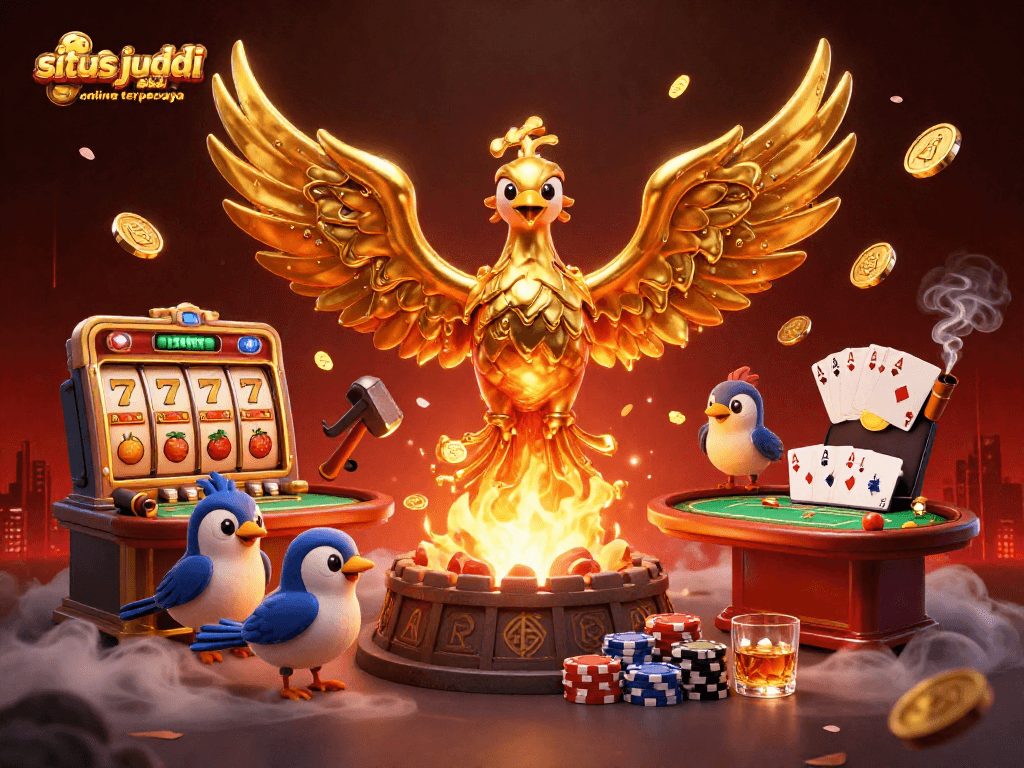 Play at situs judi slot online terpercaya for a chance at winning with vibrant slot reels and golden ambiance.