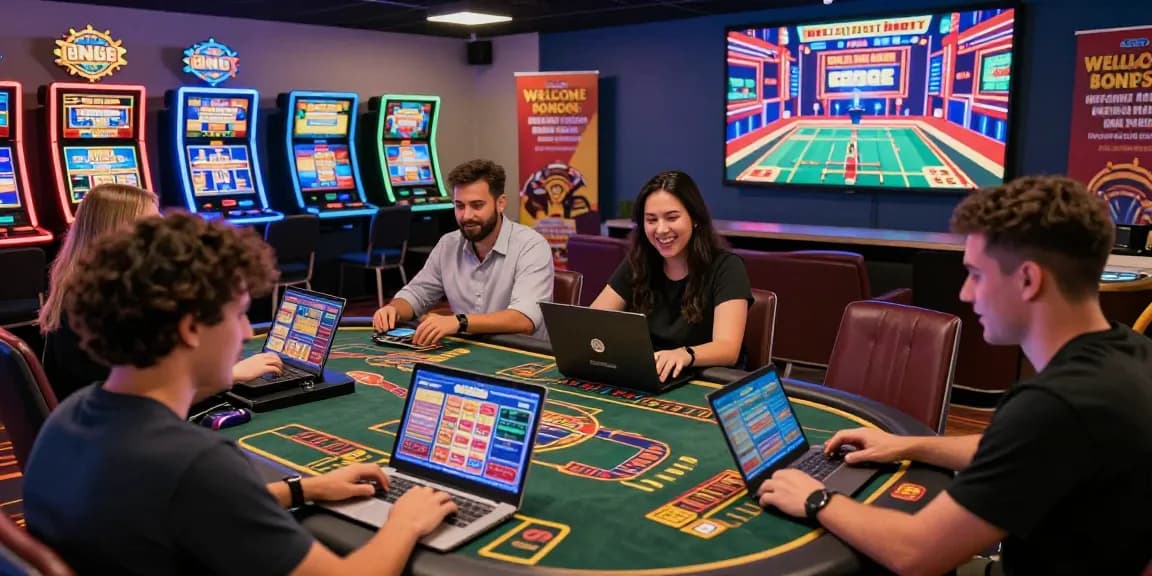 Engaged players enjoying the thrill of credit card casinos in a vibrant online gaming environment.