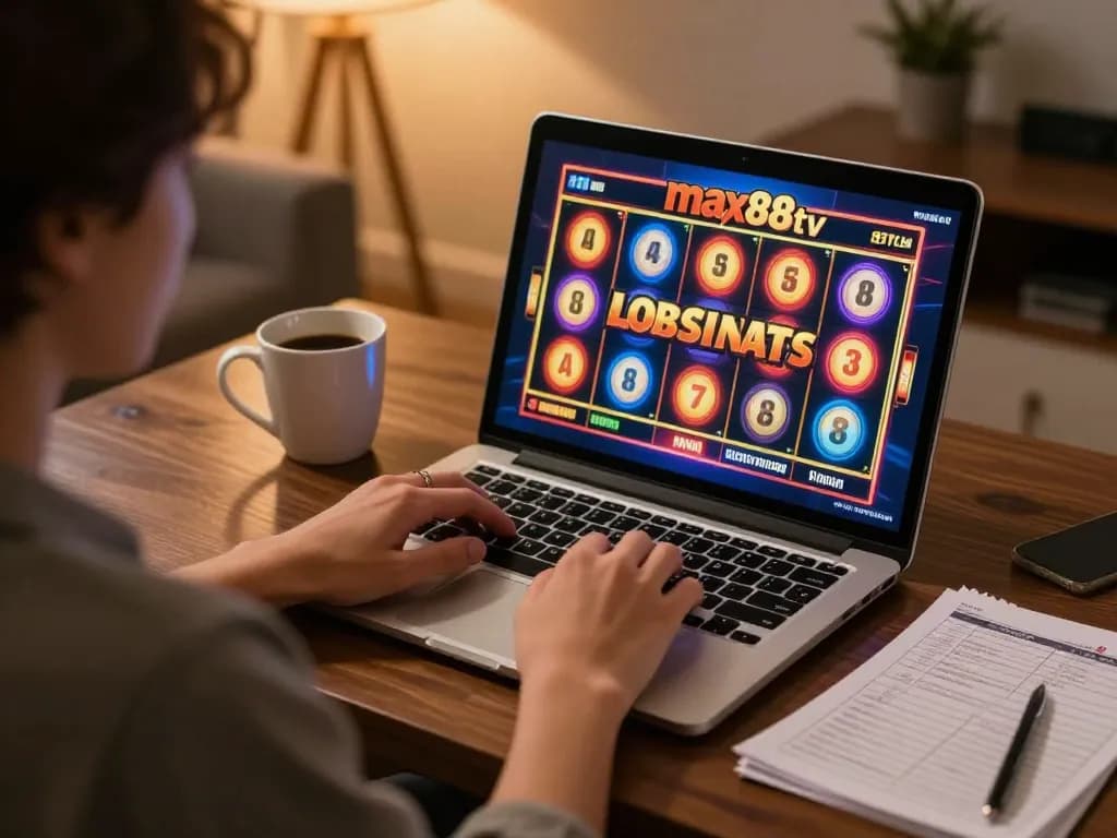 Player enjoying a thrilling slot game on max88tv from a cozy home office.