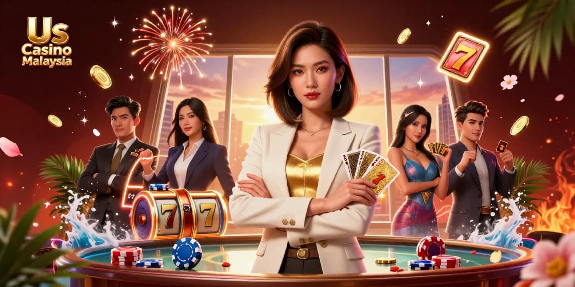 Experience winning strategies at Us Casino Malaysia with vibrant slot games and dynamic scenes.
