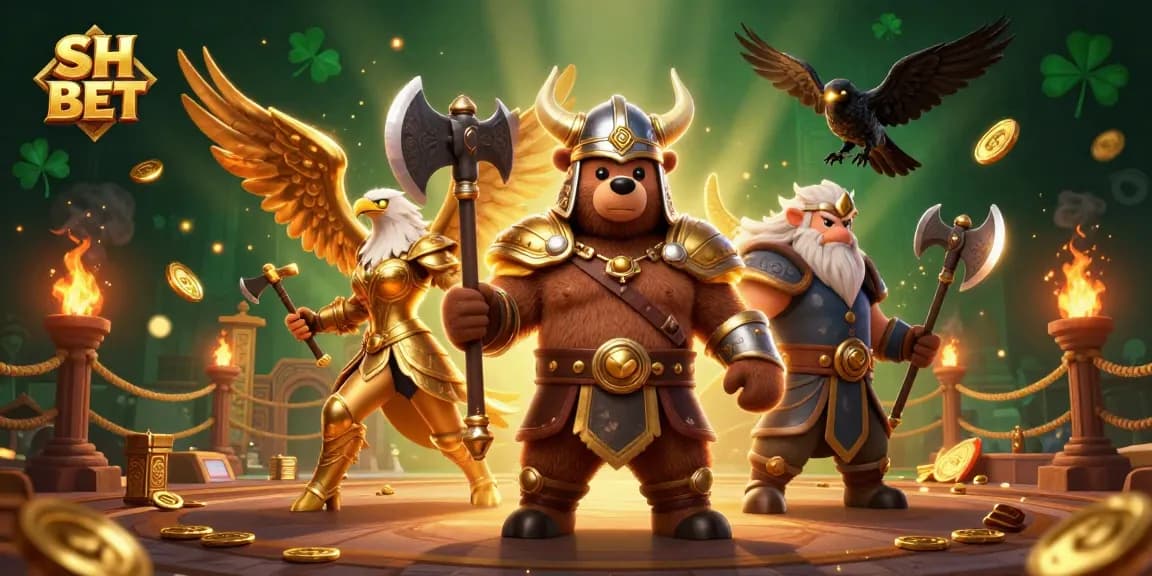 Engage with SH BET's thrilling gaming experience featuring Viking champions and casino elements.