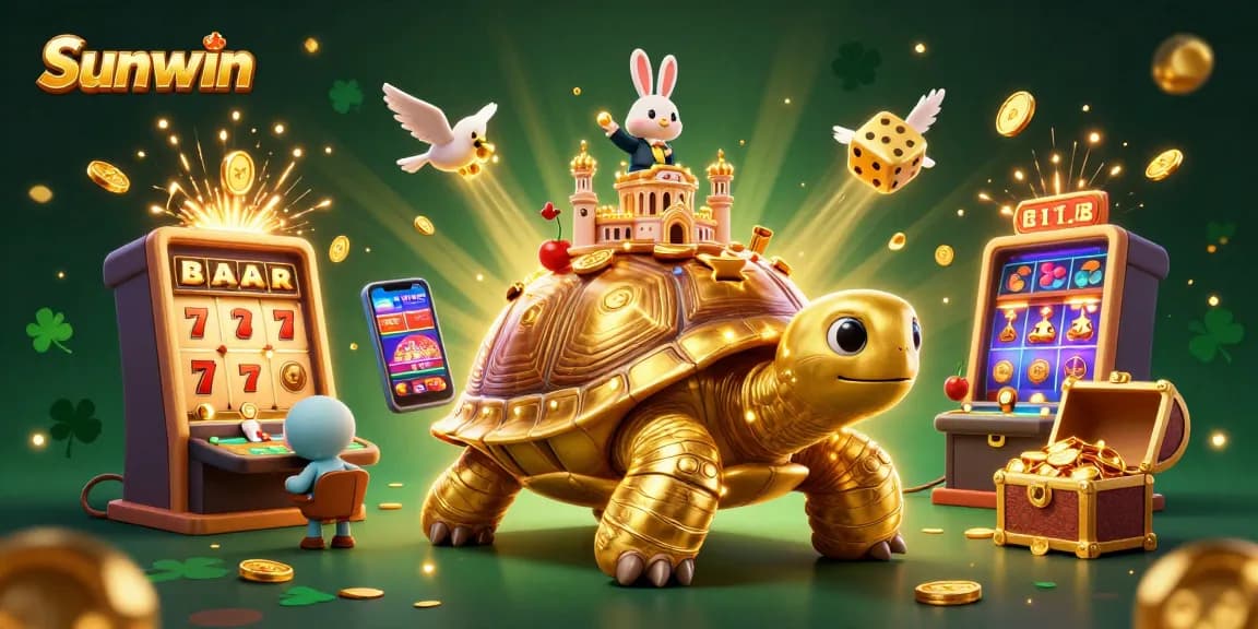 Experience thrilling casino action at Sunwin with golden tortoise and rabbit dealer.