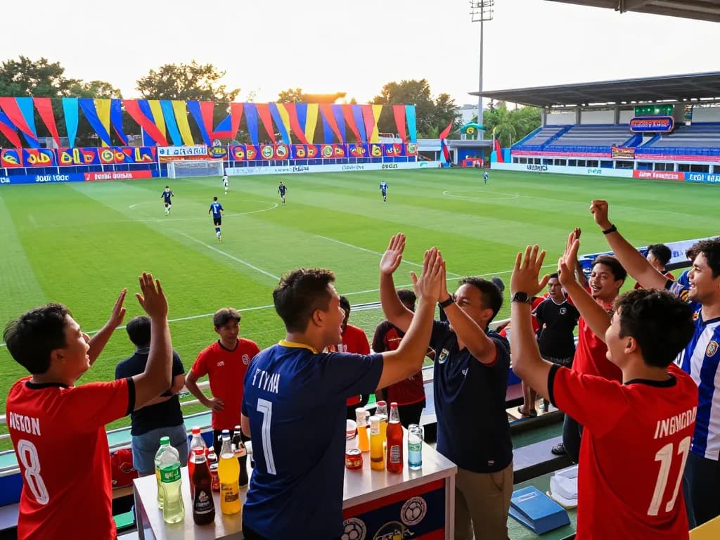 Fans celebrating Judi Bola at an exciting football match, showcasing vibrant atmosphere and team spirit.