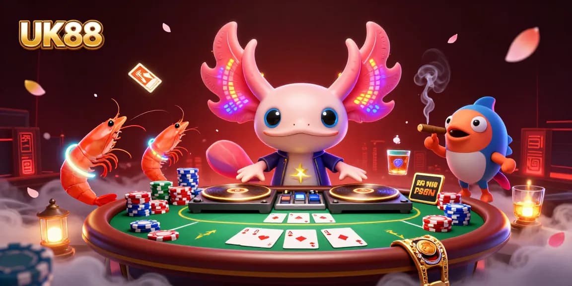 Engage with UK88 while enjoying an electrifying underwater casino scene featuring a DJ and vibrant sea creatures.