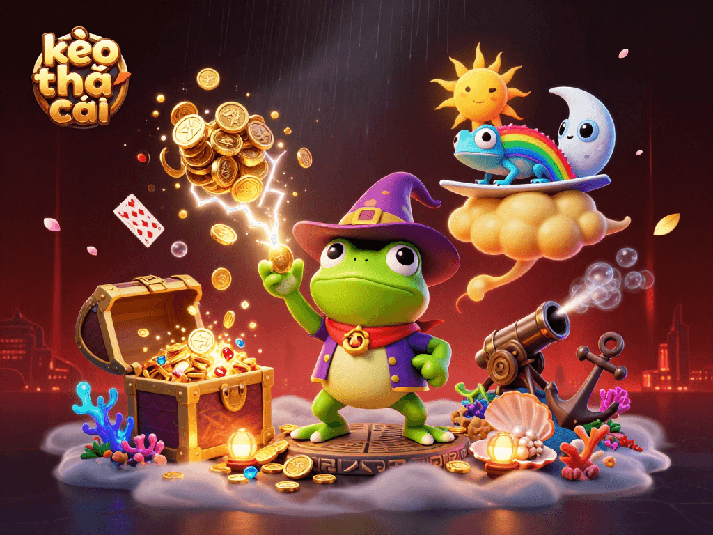 Experience kèo nhà cái action with a magical storm of gold coins and dynamic casino elements.