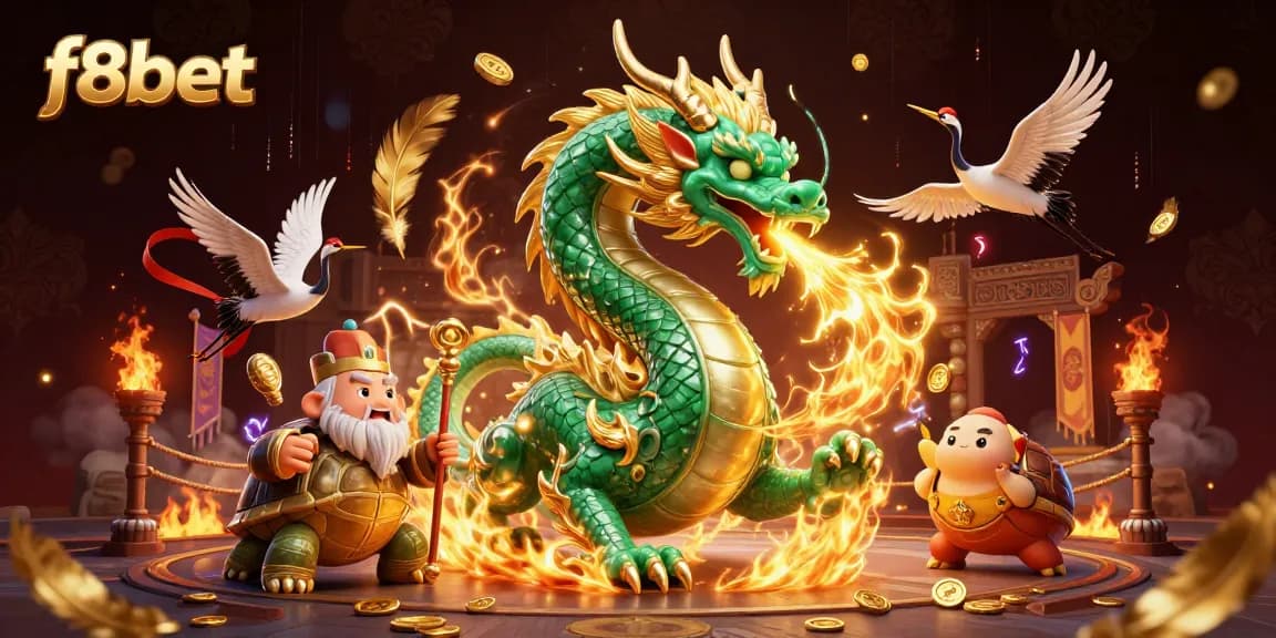 Experience thrilling gaming at f8bet with vibrant 3D illustration featuring luck and celebration.