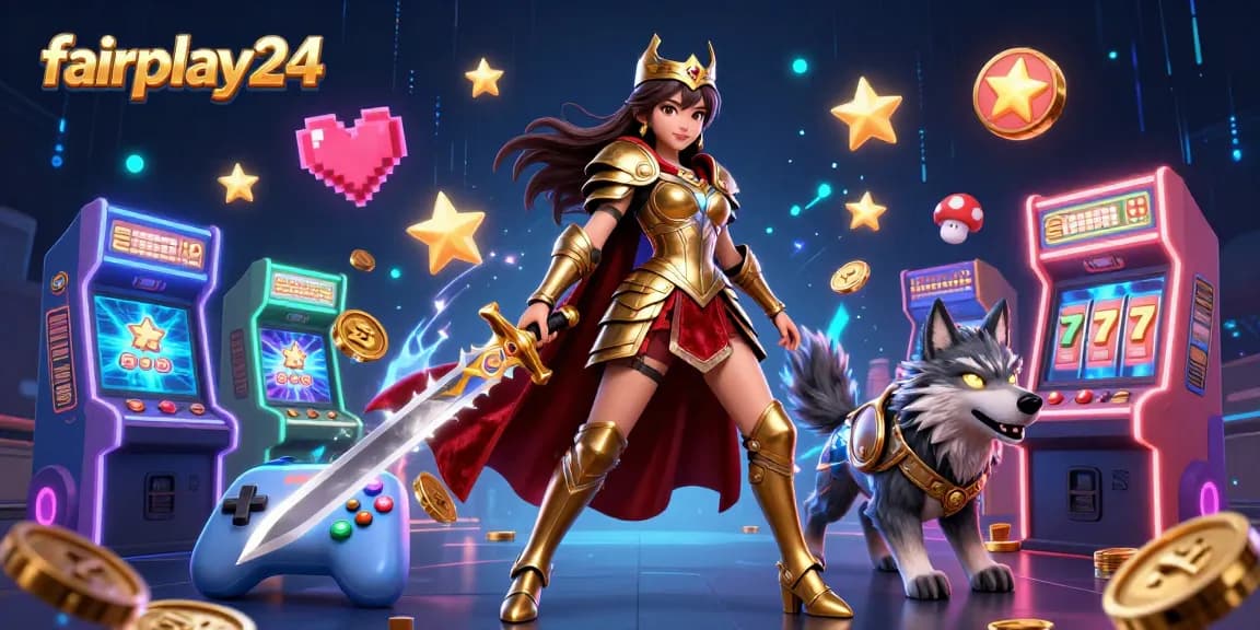 Engage in thrilling gameplay with fairplay24, featuring vibrant casino elements and dynamic characters.