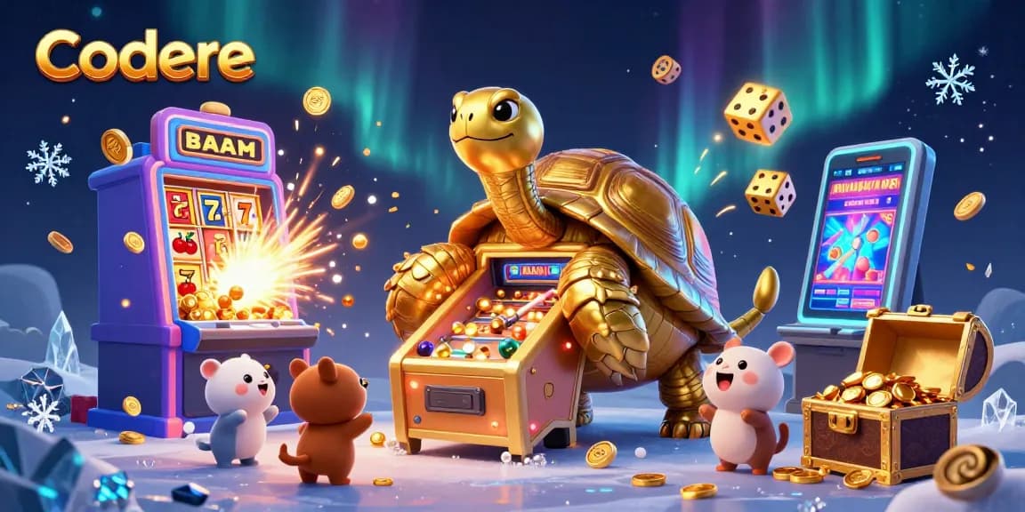 Codere players enjoy classic casino excitement with a golden tortoise and jackpot-filled slot machine.