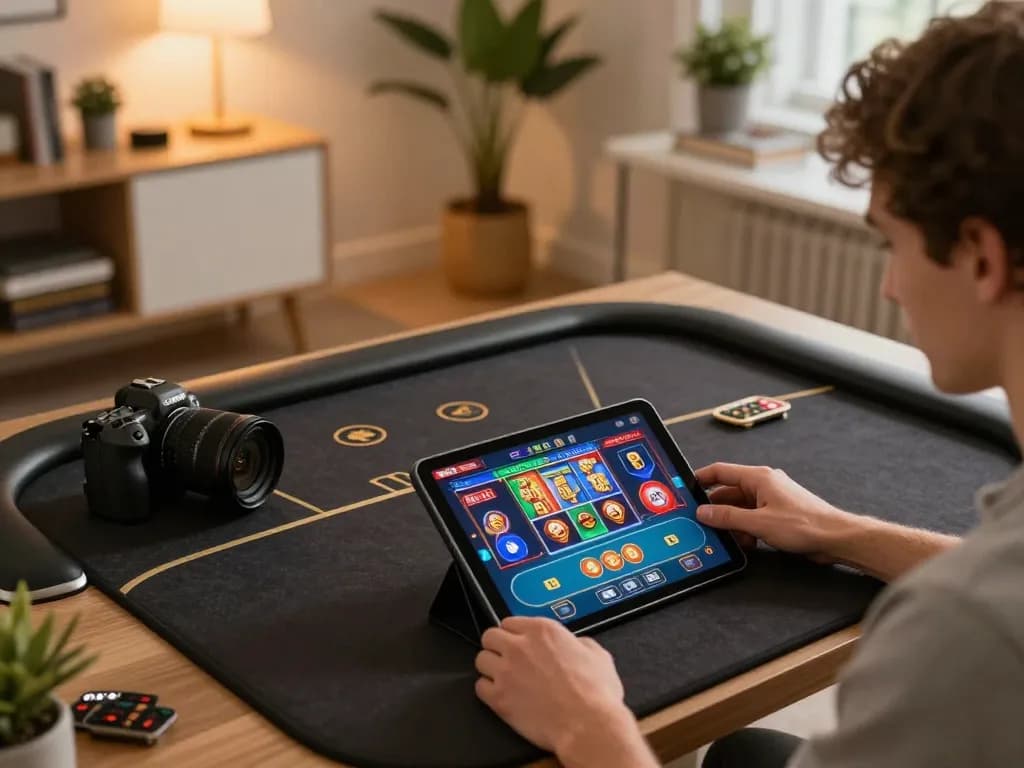 Player enjoying exciting online strategies at lu88 while using a tablet in a cozy setting