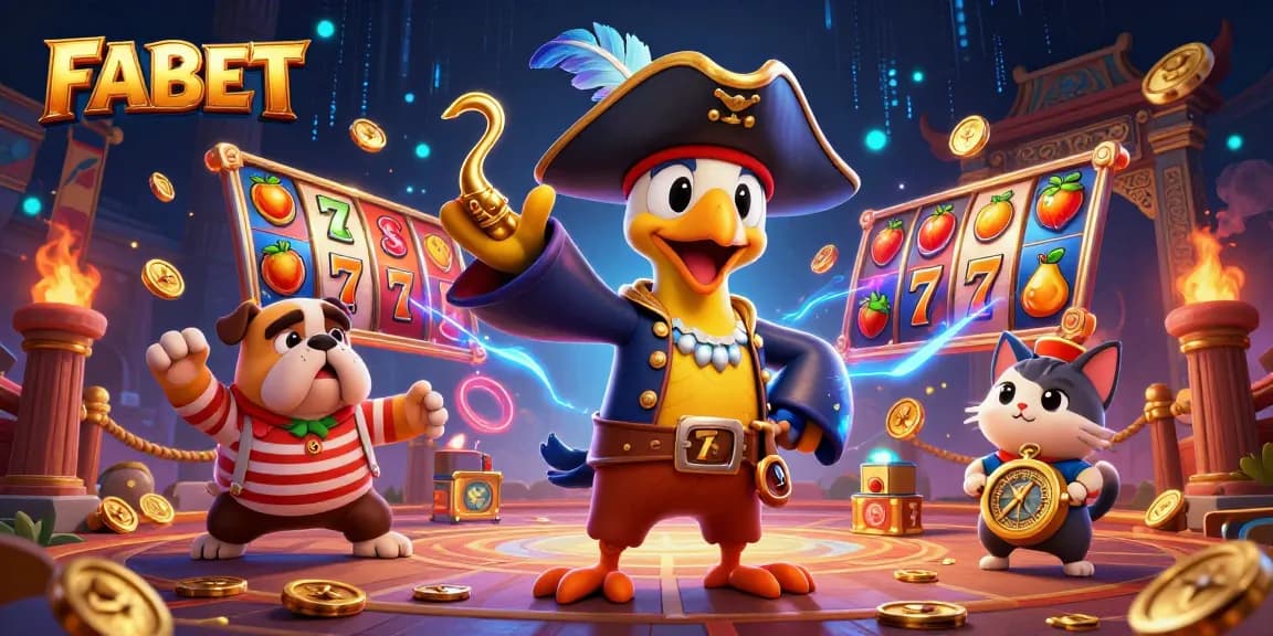 Play FABET with exciting slots and characters in a vibrant casino atmosphere.