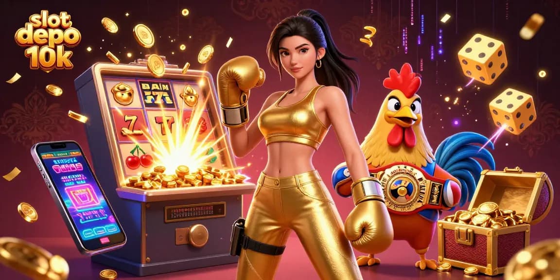 Experience jackpot thrills with slot depo 10k in this vibrant casino scene packed with action.