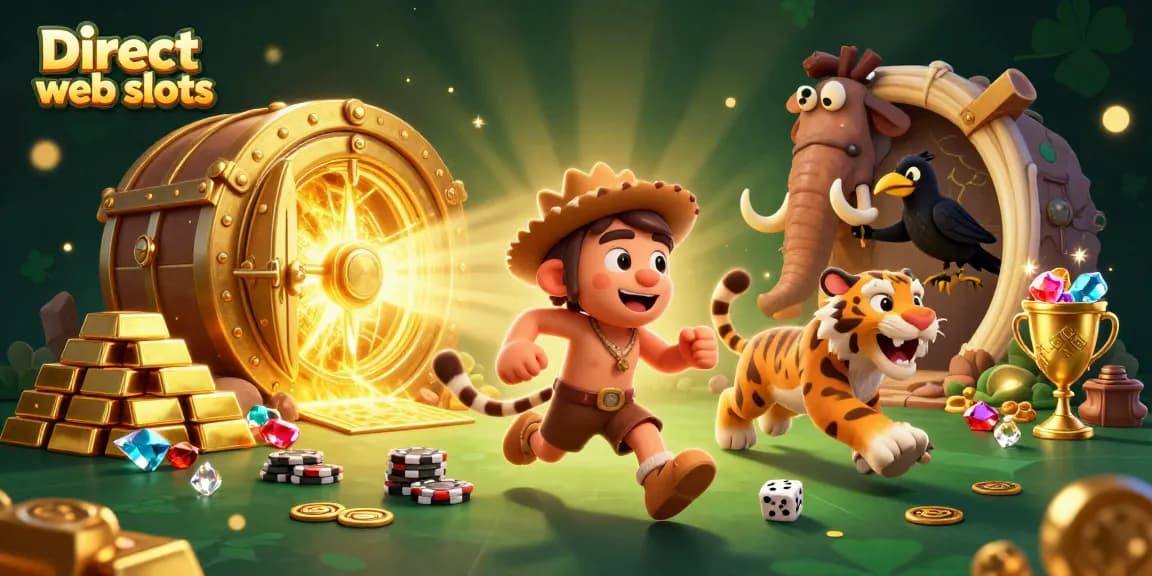 Experience thrilling action with Direct web slots in a vibrant, dynamic casino scene.