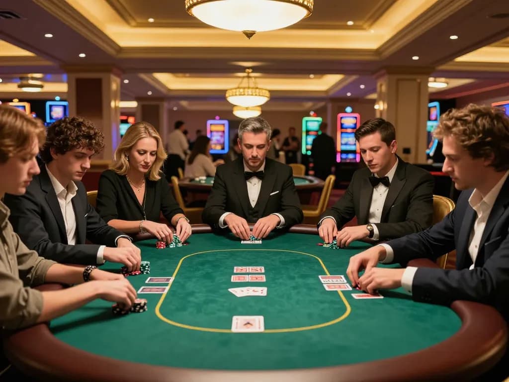 Players strategizing in a high-stakes poker game at du 88 casino.