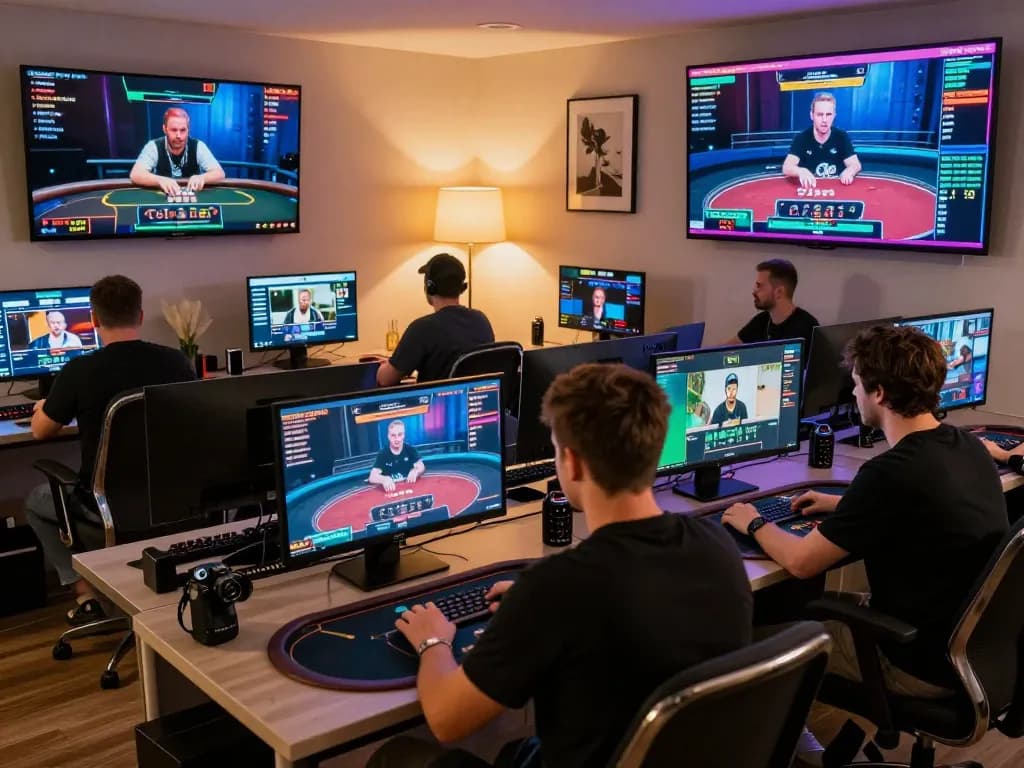 Engaging online gambling scene at ulat123 with players immersed in virtual poker gameplay.