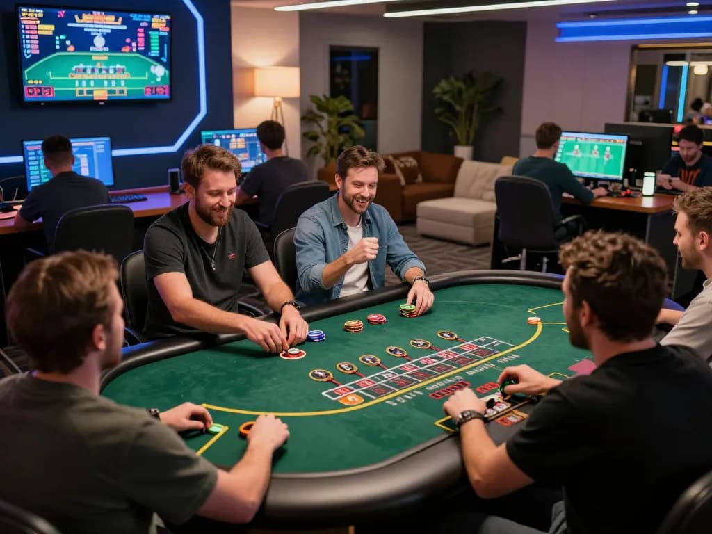 Players strategizing in a live dealer blackjack game on Da88 platform, showcasing excitement and engagement.