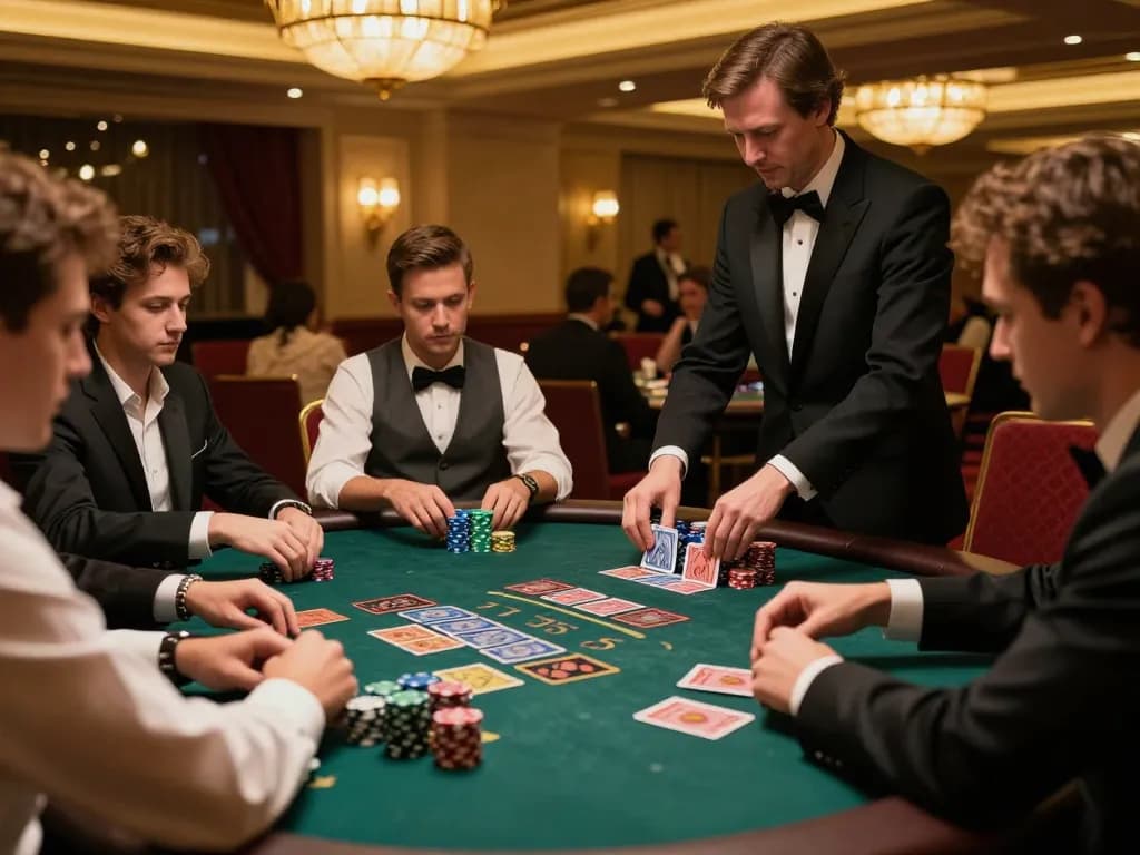 Five88 players strategizing at a premium blackjack table with stacks of chips.