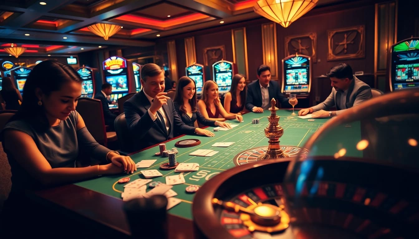Experience excitement at an i9bet casino gaming table filled with poker chips and cards.