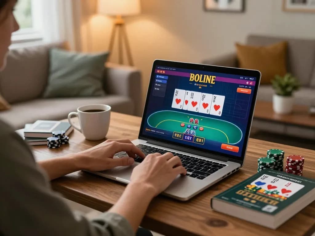 Engaging gameplay on megaplus88 online casino platform with a player analyzing cards