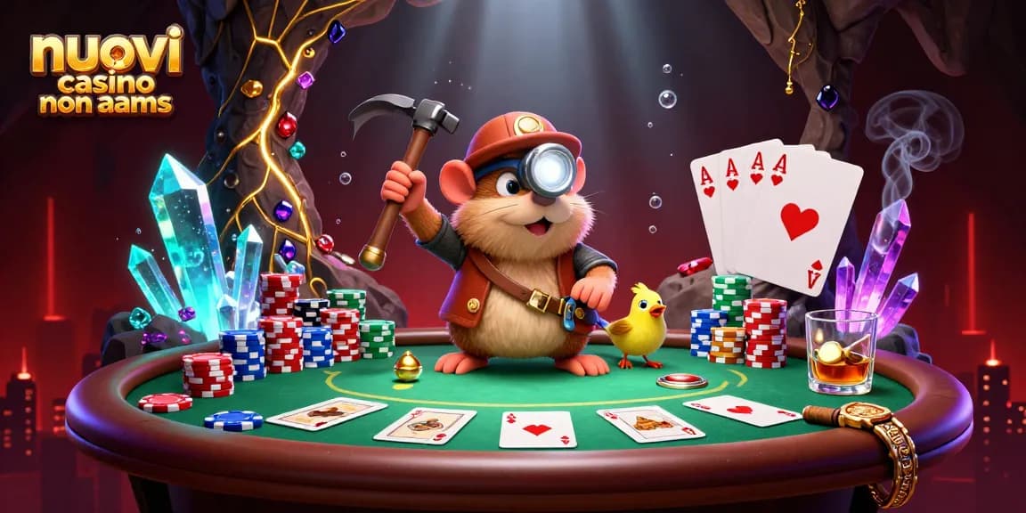 Impegnati in azione nei nuovi casino non aams con un talpa alla ricerca di tesori e una vivace scena di poker.