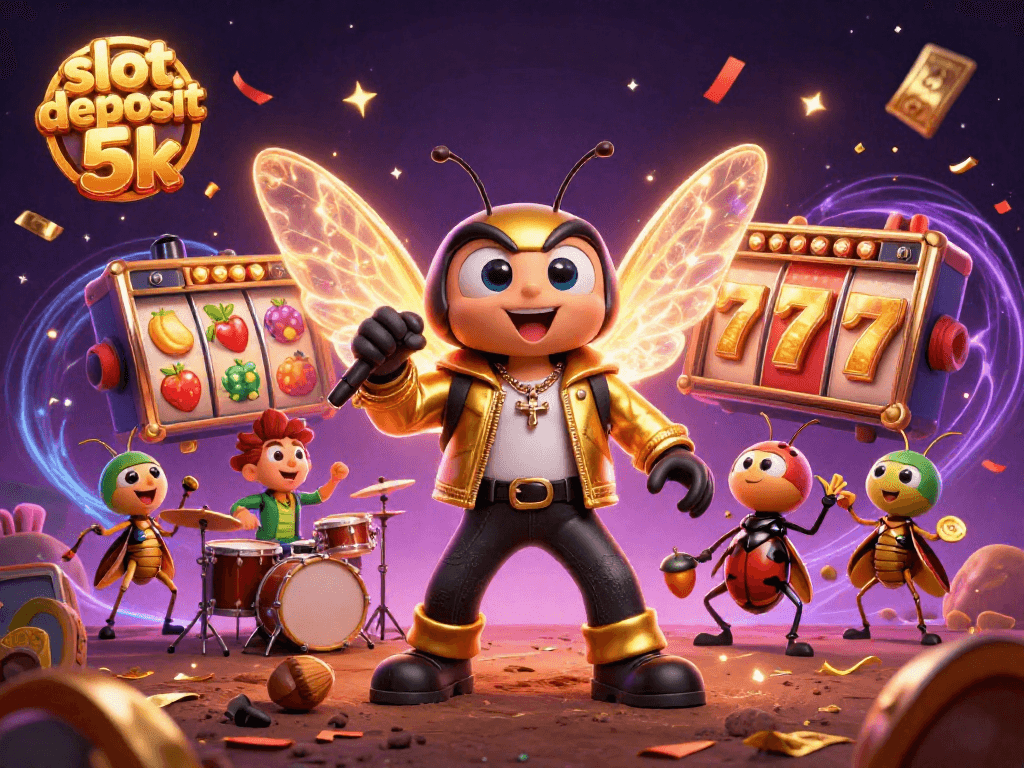 Engage with slot deposit 5k excitement through this vibrant 3D casino scene.