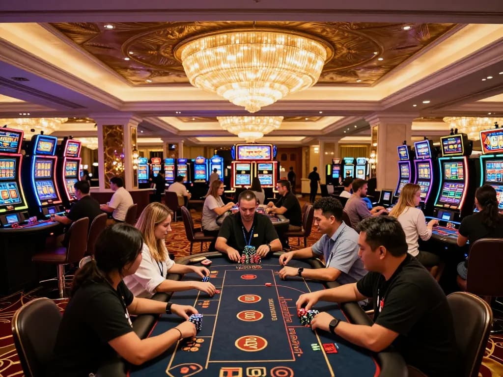Players enjoying lively games at LV88 casino with stunning decor and ambiance