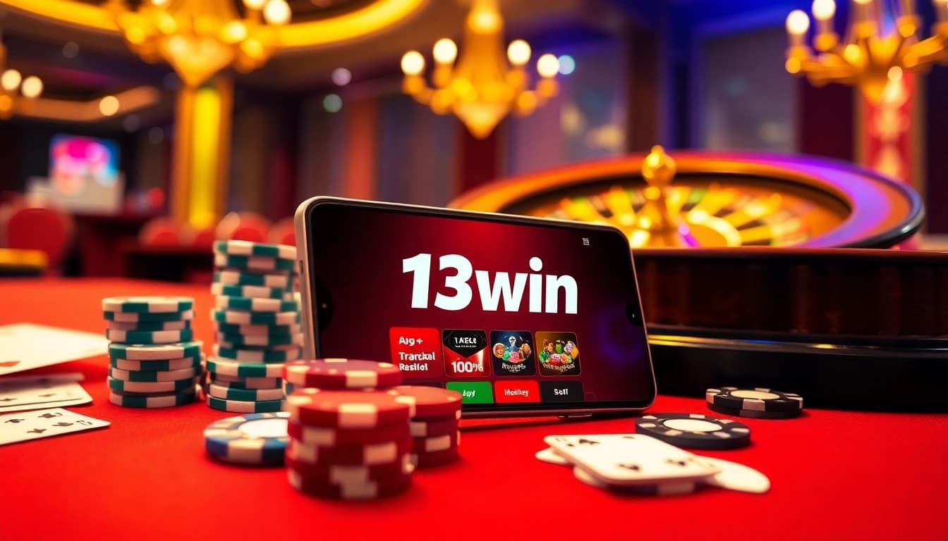 Experience the thrill of the 13win app in a luxurious online casino setting.
