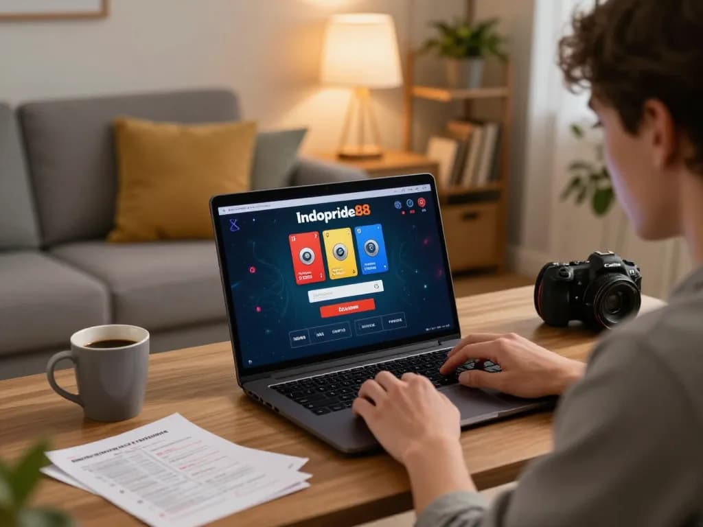 Engaging online gaming session with indopride88 login on a laptop, showcasing strategic betting.