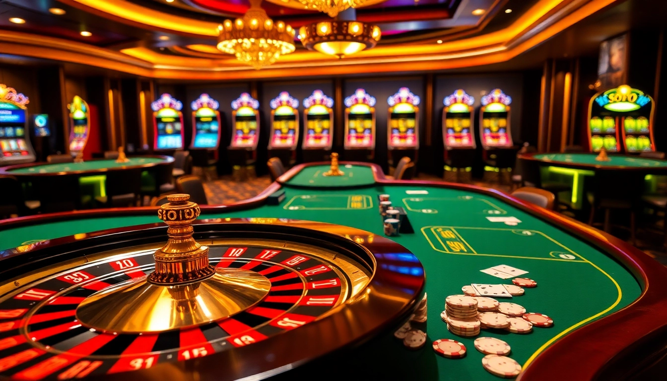 SODO CASINO gaming scene with roulette, poker chips, and slot machines.