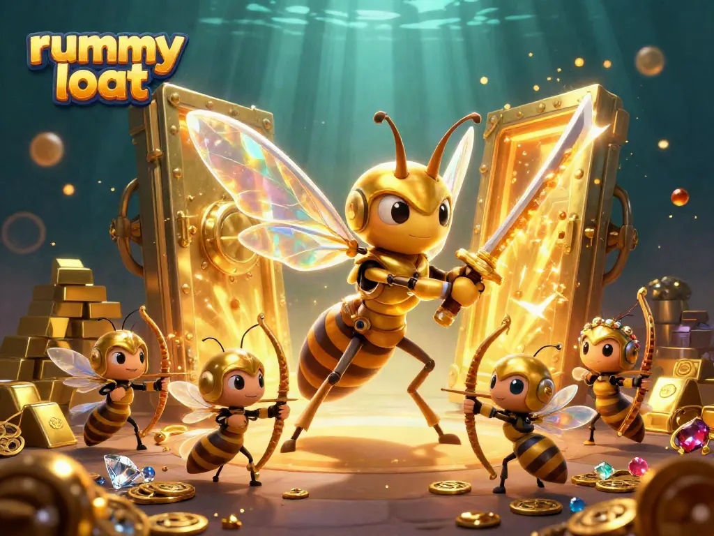Engage with rummy loot gameplay featuring vibrant characters, treasure, and immersive 3D scenes.