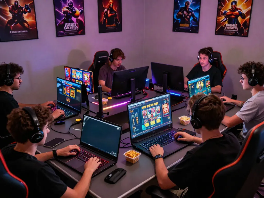 A80 online gaming hub showcasing players enjoying diverse games in a lively atmosphere.