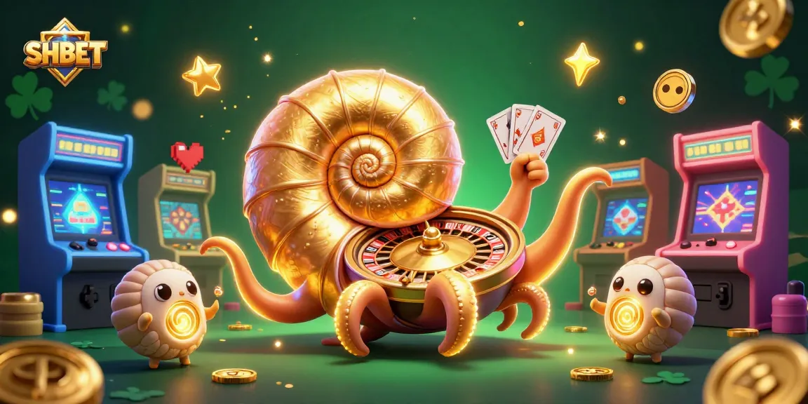 Win big with SH BET in a vibrant 3D casino scene featuring a golden roulette wheel and glowing cards.