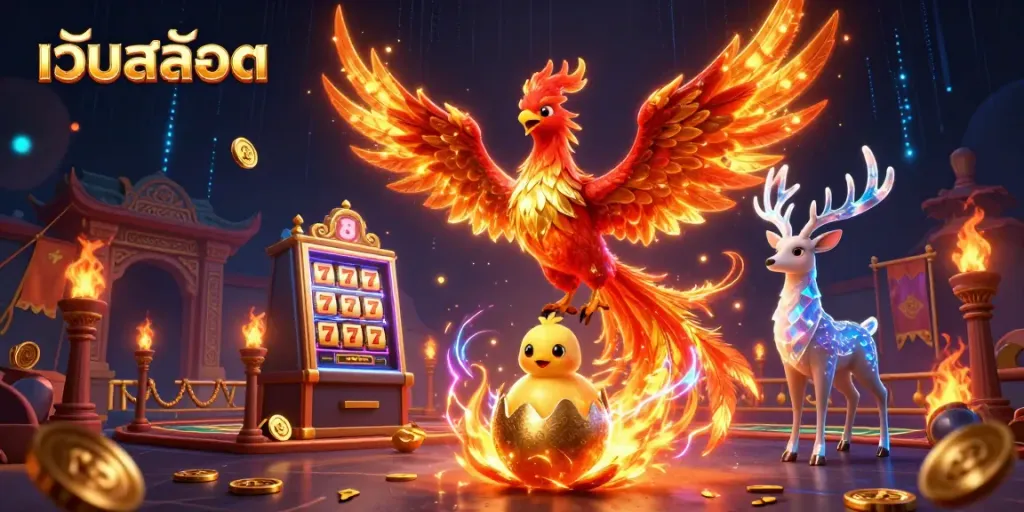เกมสล็อต เว็บสล็อต ที่เดิมพันด้วยฟีนิกซ์และสัญลักษณ์โชคลาภในฉากคาสิโน