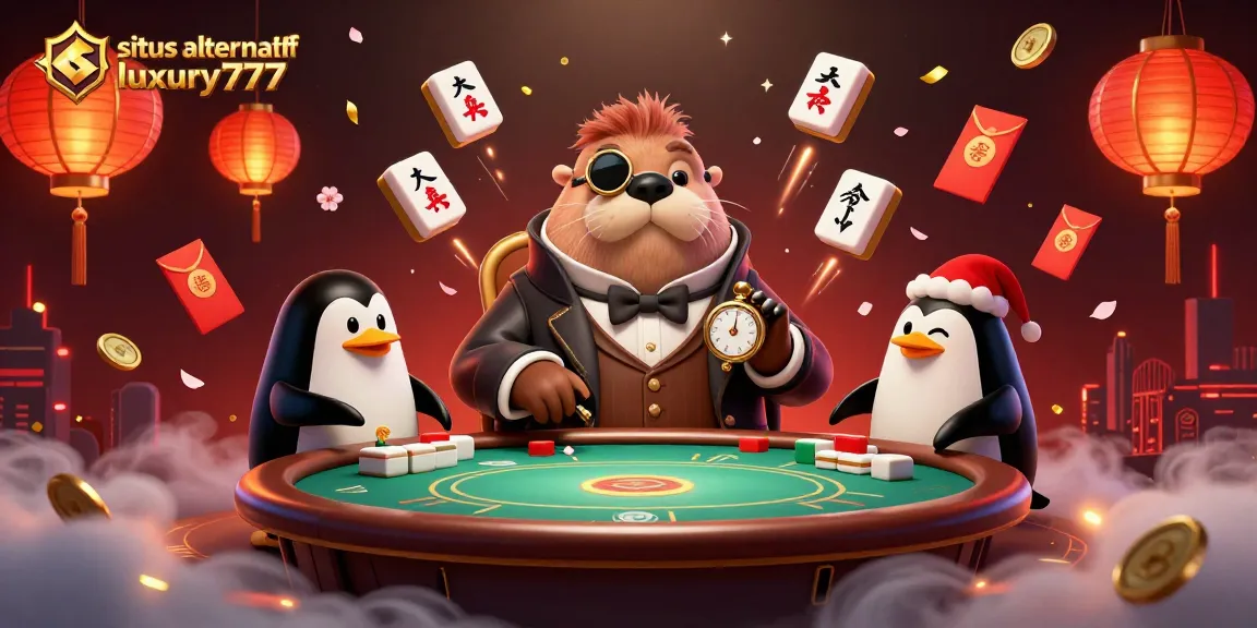 Wahyu situs alternatif luxury777, menang poker dihiasi lampion merah dan emas.