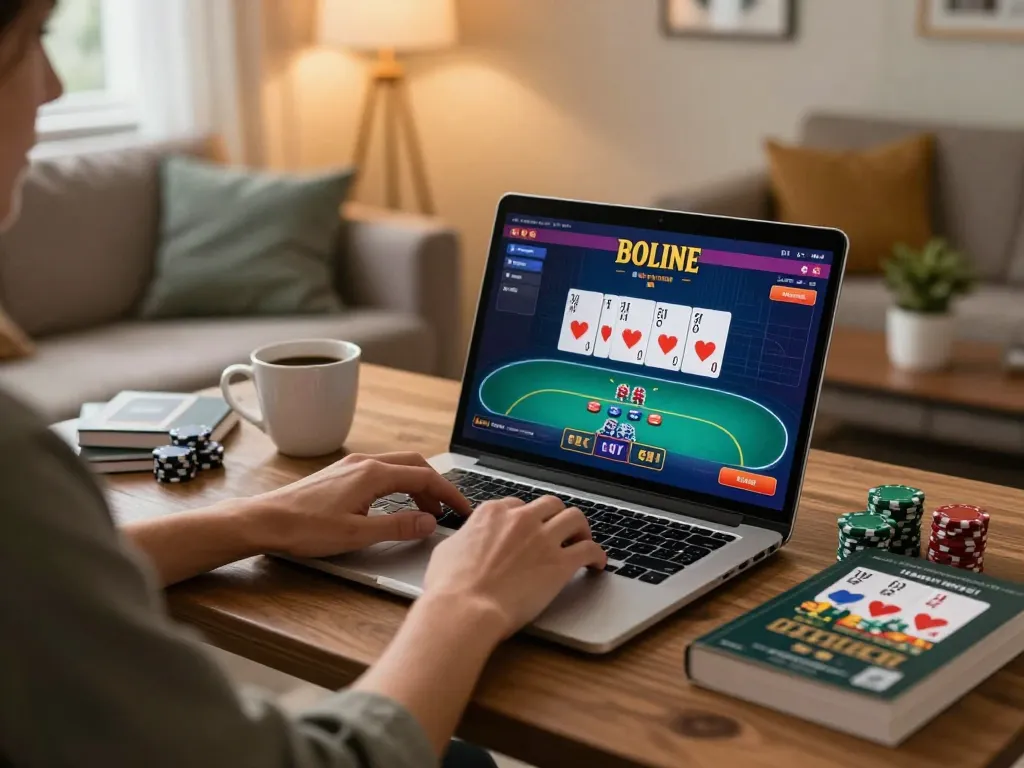 Engaging gameplay on megaplus88 online casino platform with a player analyzing cards