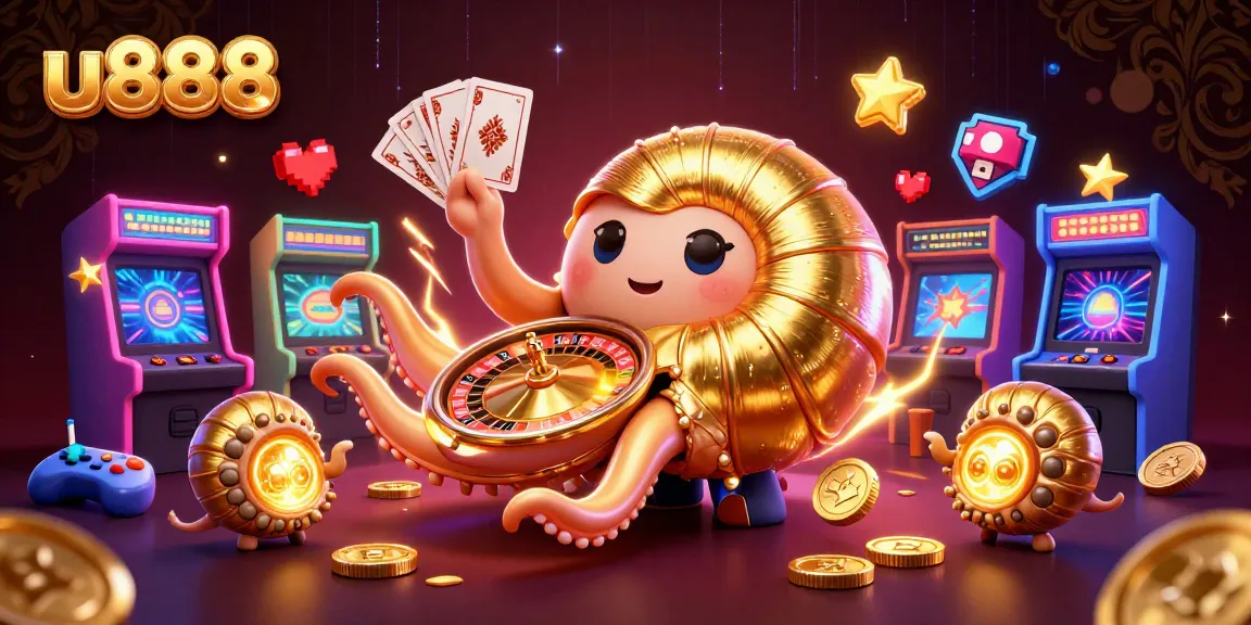 Experience thrilling betting at u888 with a dazzling 3D casino scene featuring a golden nautilus and vibrant game elements.