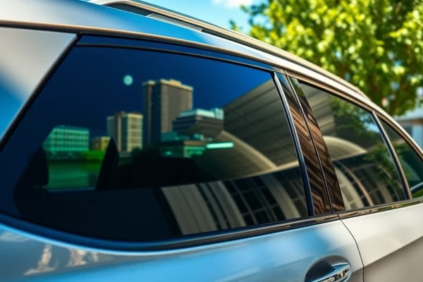 Enhance your ride with window tint near me, showcased on a sleek vehicle under natural sunlight.