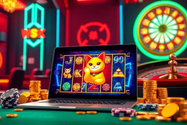 Play the slot demo lucky neko with exciting features and vibrant casino elements.