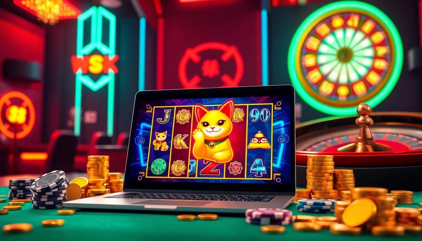 Play the slot demo lucky neko with exciting features and vibrant casino elements.
