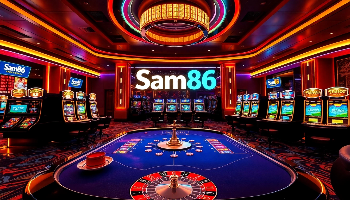Experience thrilling gameplay at Sam86 with vibrant casino visuals and diverse gaming options.