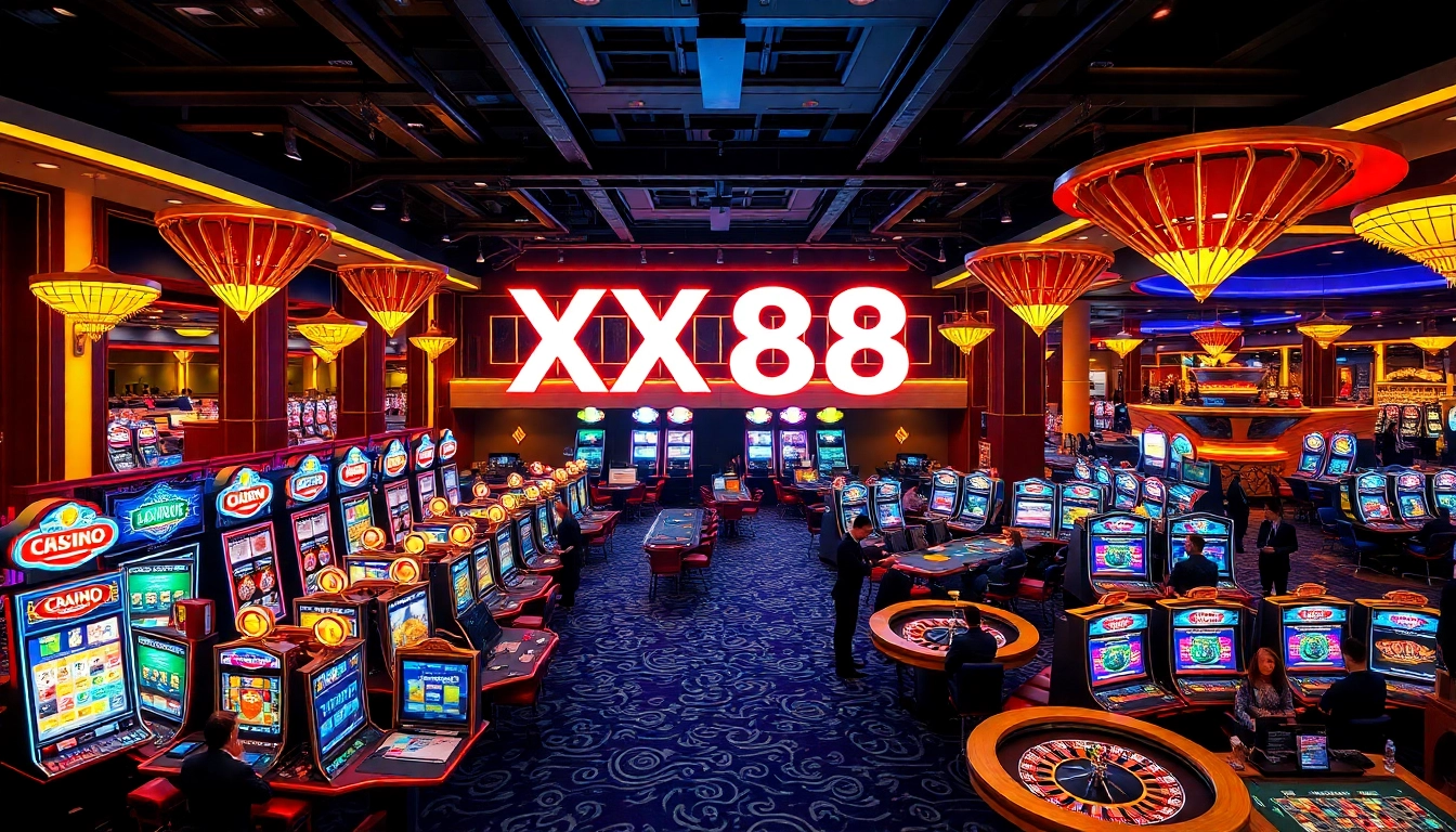 Players enjoying casino games at XX88, revealing excitement and luxury in a vibrant gaming environment.