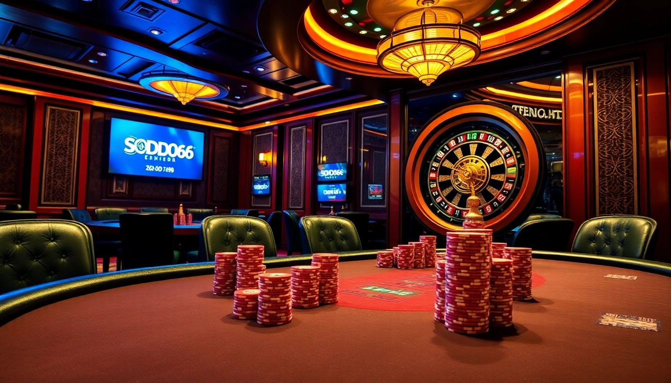Exciting scene at SODO66 casino displaying intense poker and roulette gameplay.