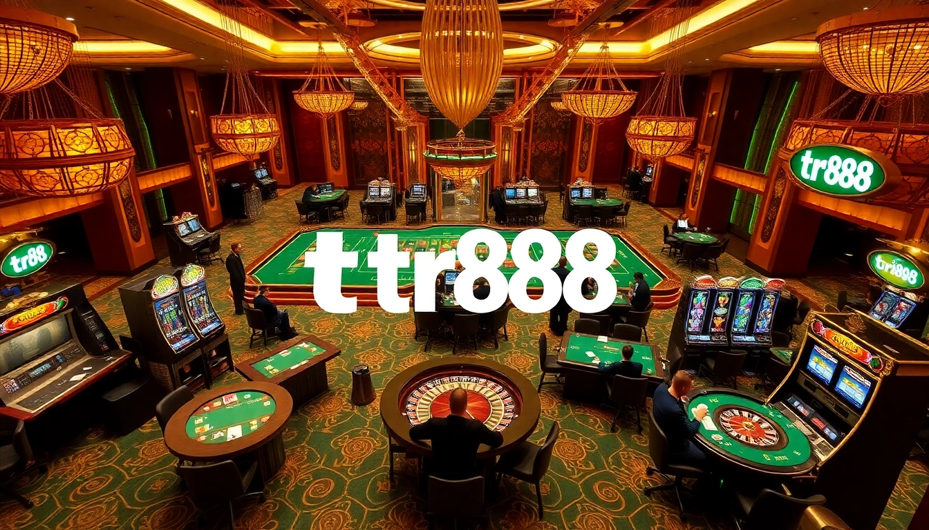 Engage in thrilling gameplay at tr88 with luxurious casino tables and vibrant slot machines.