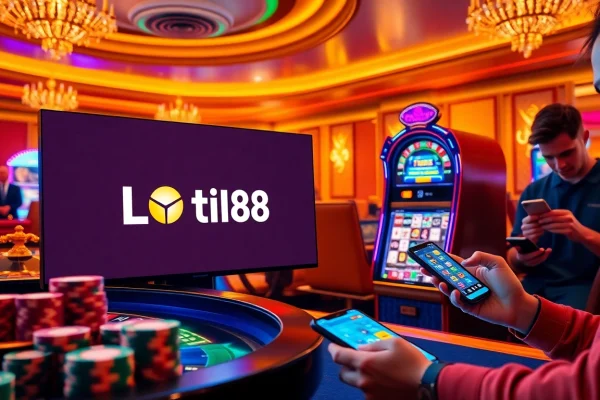 Players engaging with the Loto188 online gambling platform, showcasing excitement and luxury.