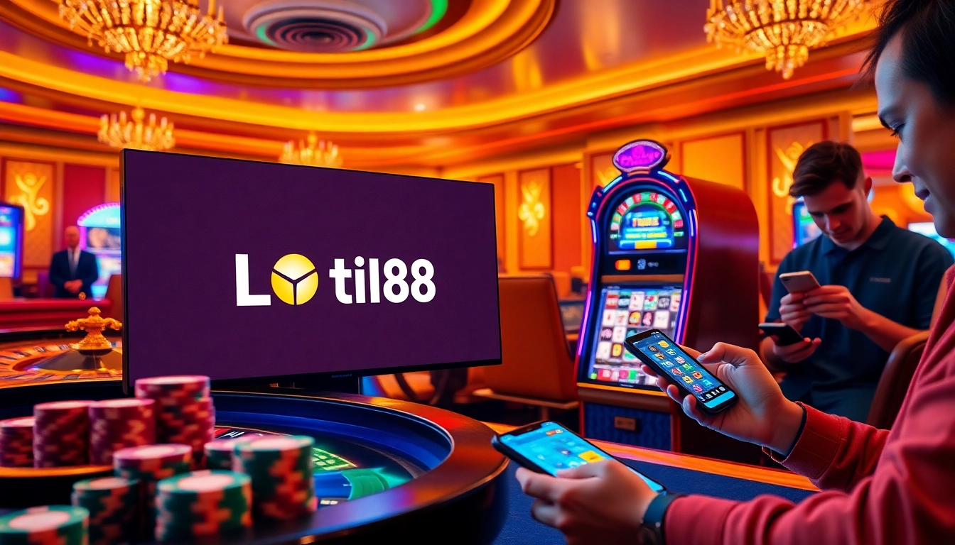 Players engaging with the Loto188 online gambling platform, showcasing excitement and luxury.