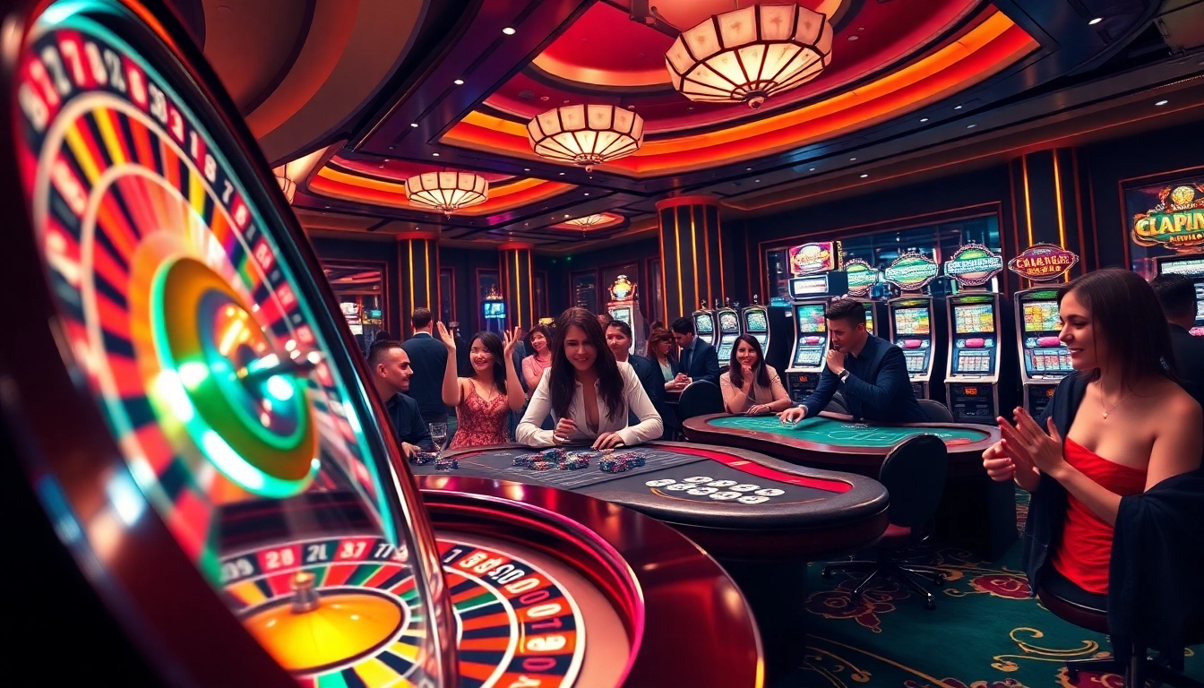 Players enjoying high-stakes gaming at DN 888 casino, showcasing luxurious poker tables and vibrant roulette wheels.