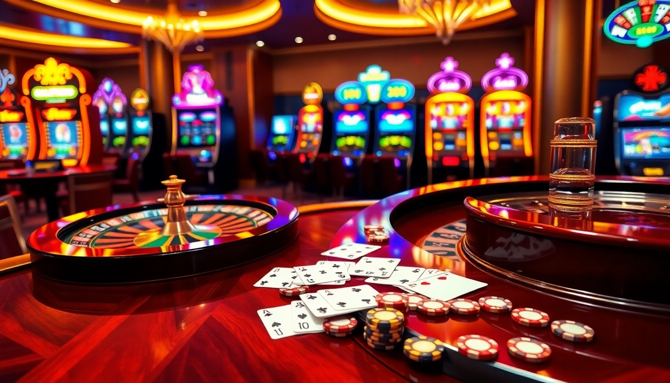 Experience the excitement of home bdjl with vibrant casino elements like roulette and poker chips.
